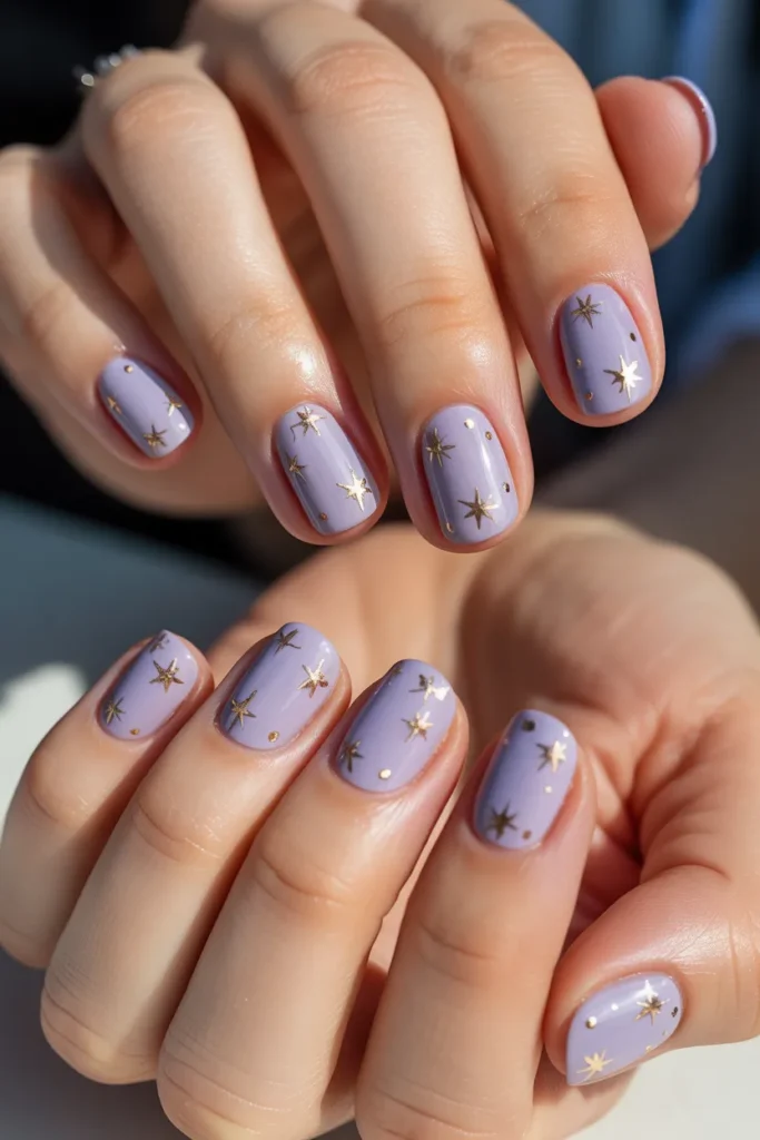 Lavender Gloss with Tiny Gold Stars