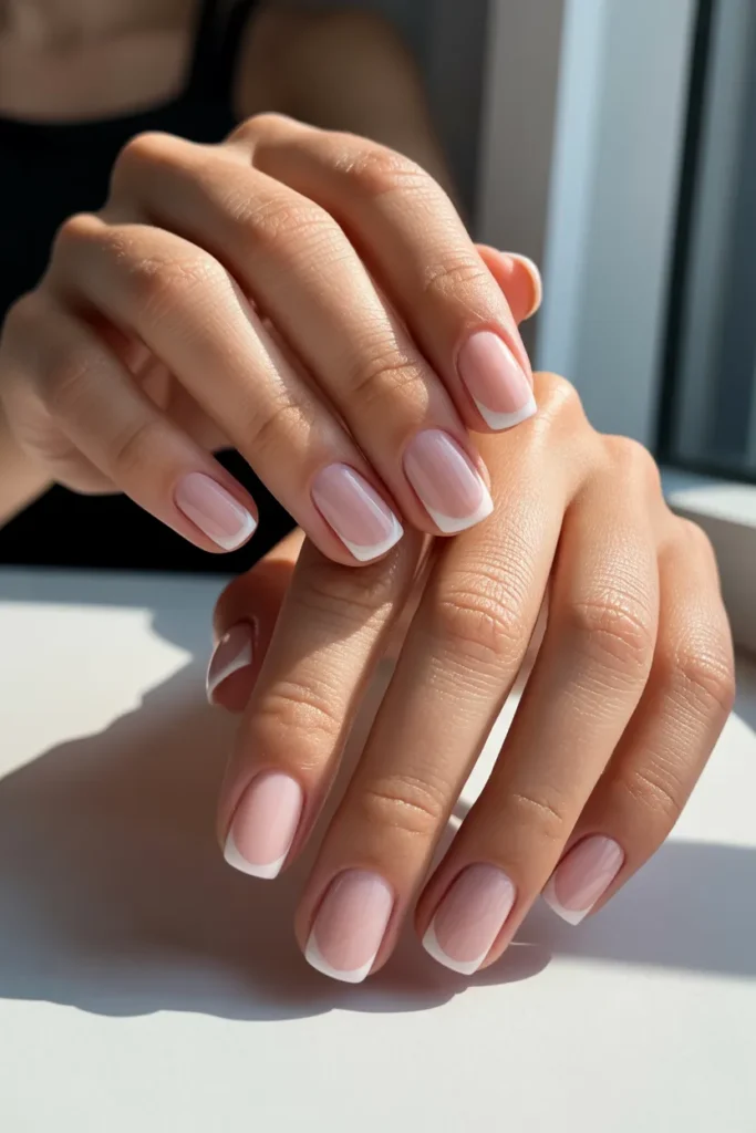 Blush Nude with Diagonal French Tips