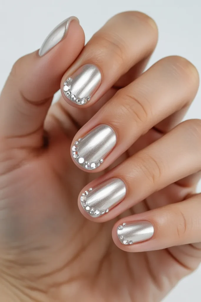 Silver Base with Crystal-Embellished Tips