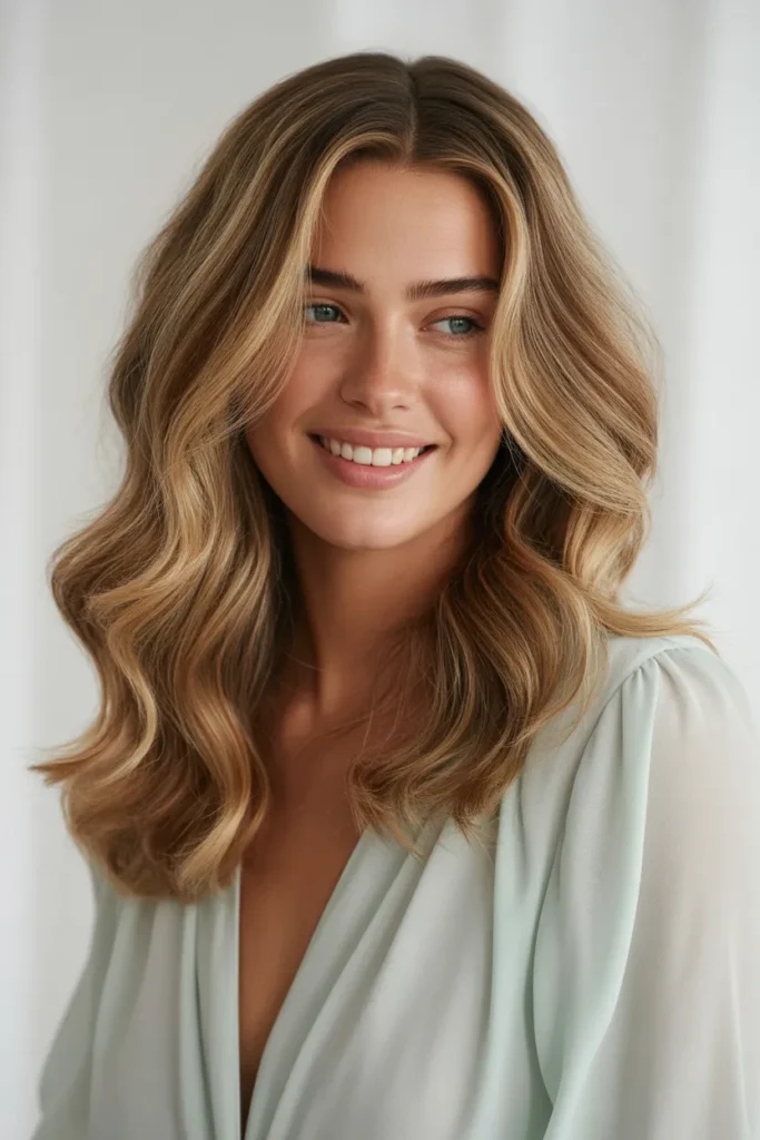 Beachy Waves with Highlights and a Center Part