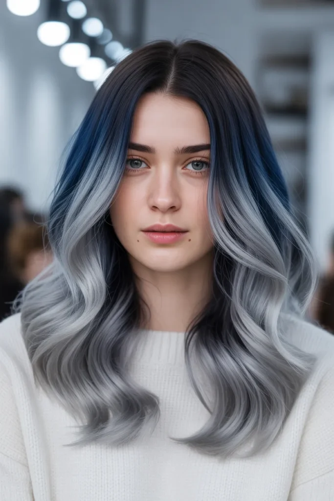 Navy and Silver Ombre