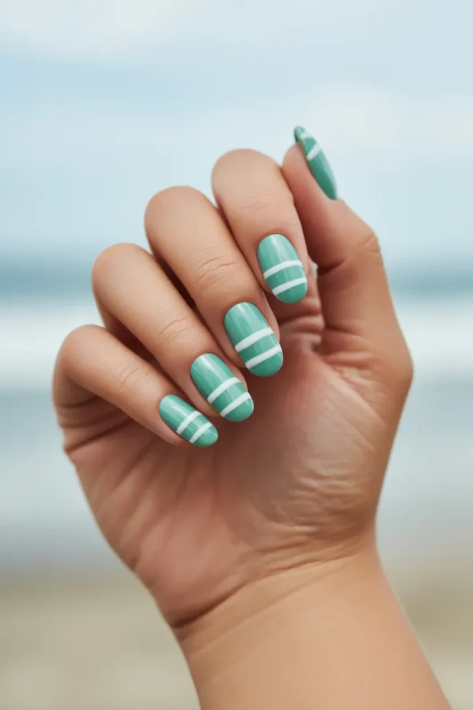 Mint Green and White Stripes