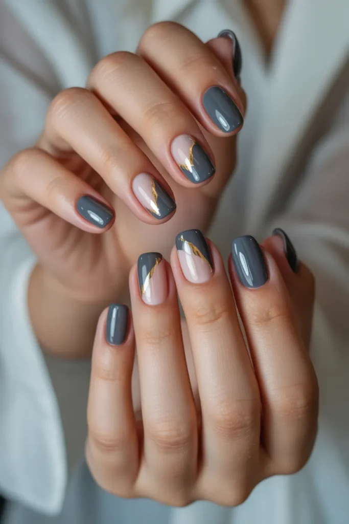 Smoky Gray with Gold Negative Space