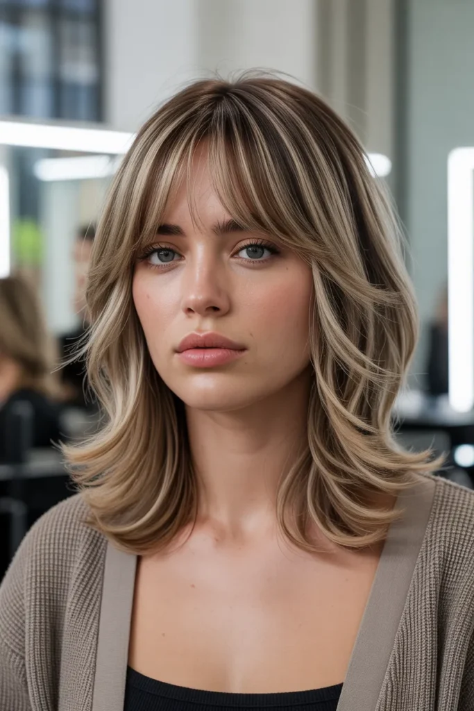 Curtain Bangs with Layered Texture