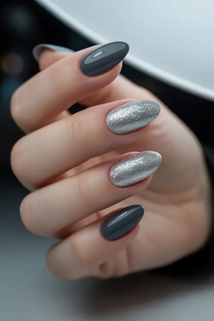 Glitter and Matte Half-and-Half