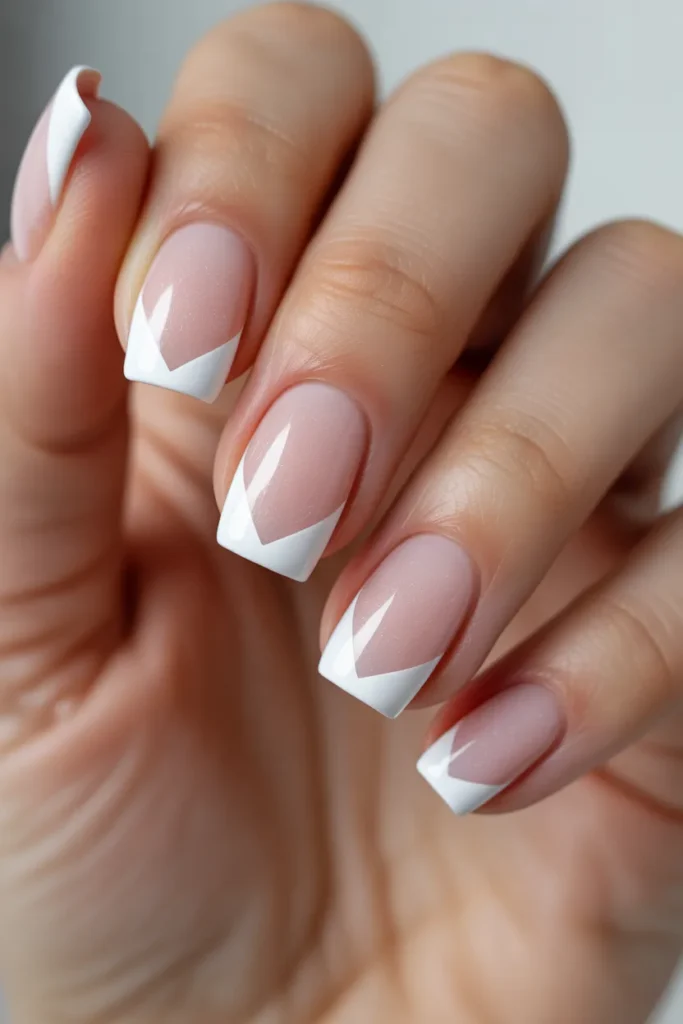 Frosted Pink with White Chevron Tips