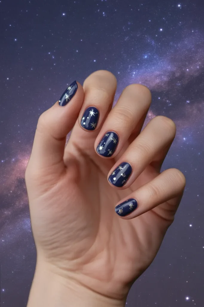 Navy Blue with Silver Stars