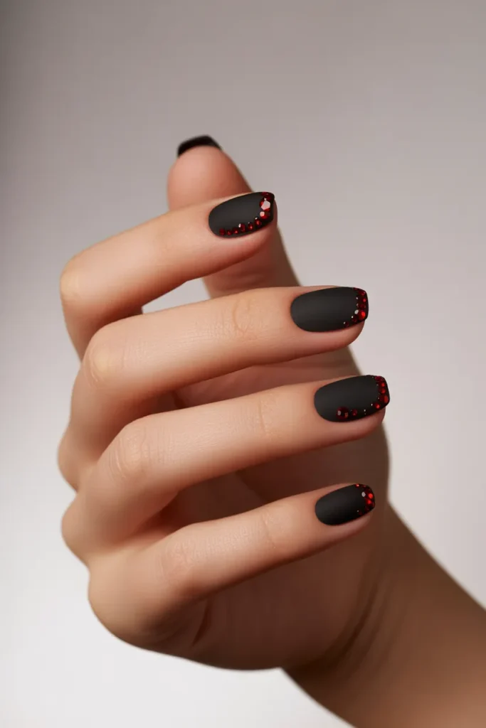 Matte Black with Red Rhinestones