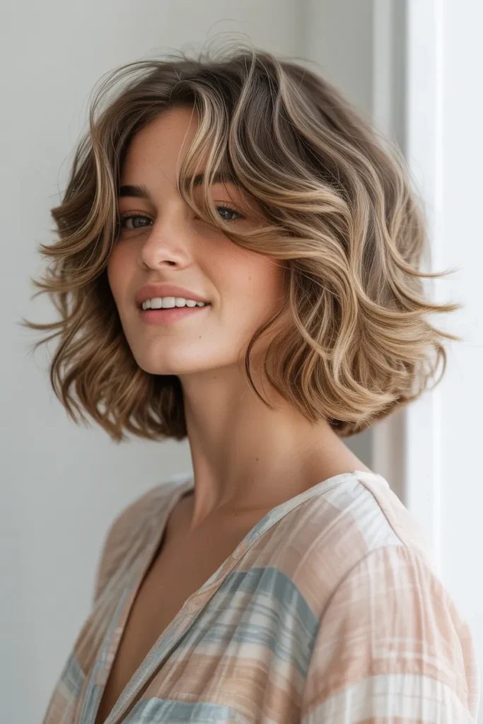 The Layered Bob with Beachy Waves