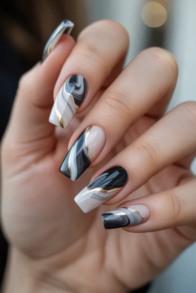 Abstract Marble with Gold Accents