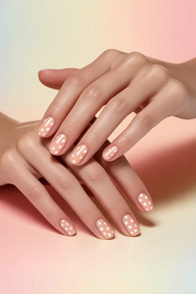 Soft Peach with White Dots