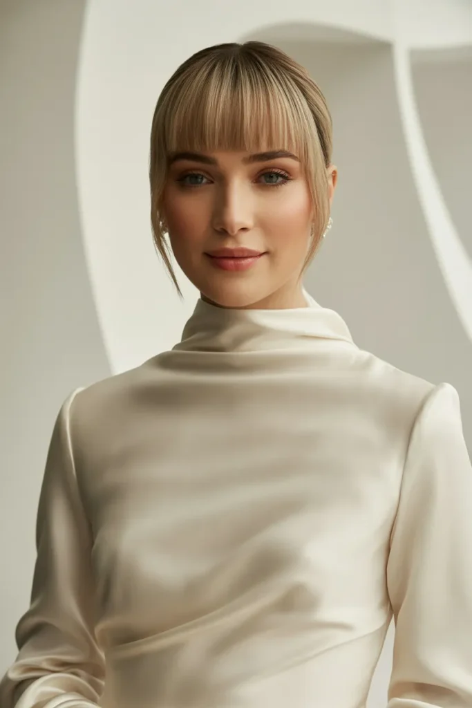 Sleek Straight Hair with Curtain Bangs