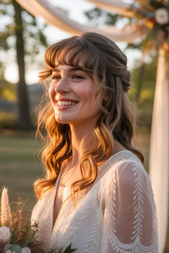 Boho Waves with Curtain Bangs