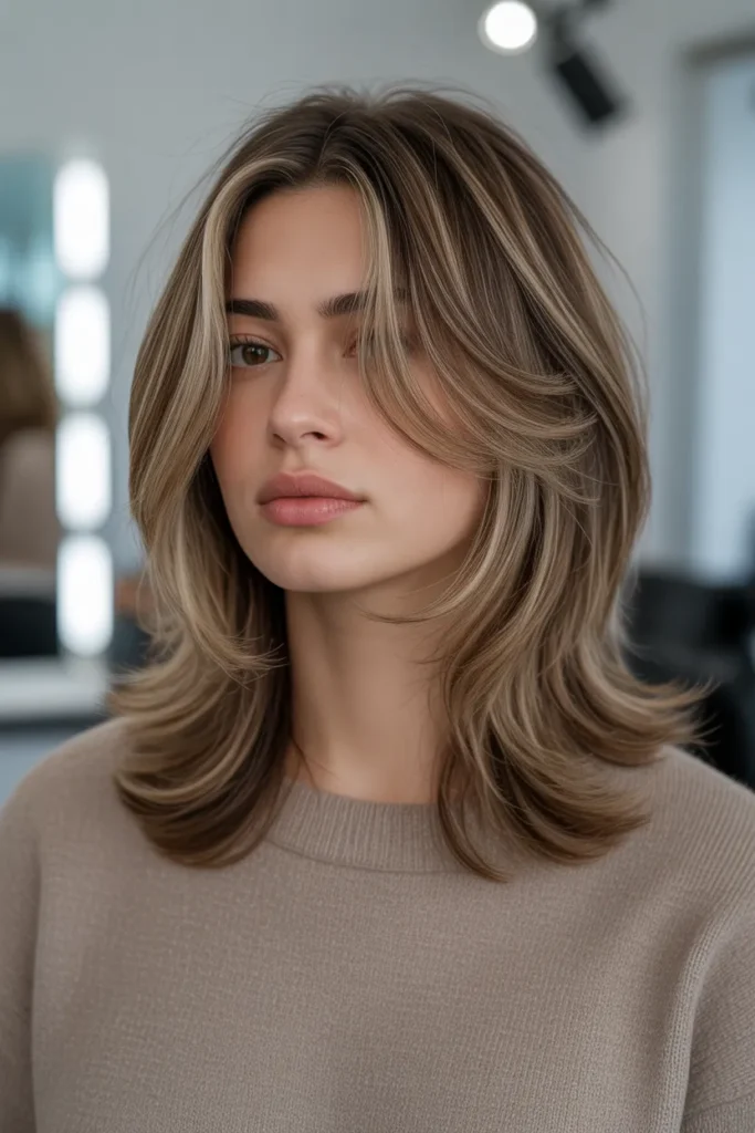 Layered Medium Hair with Subtle Highlights