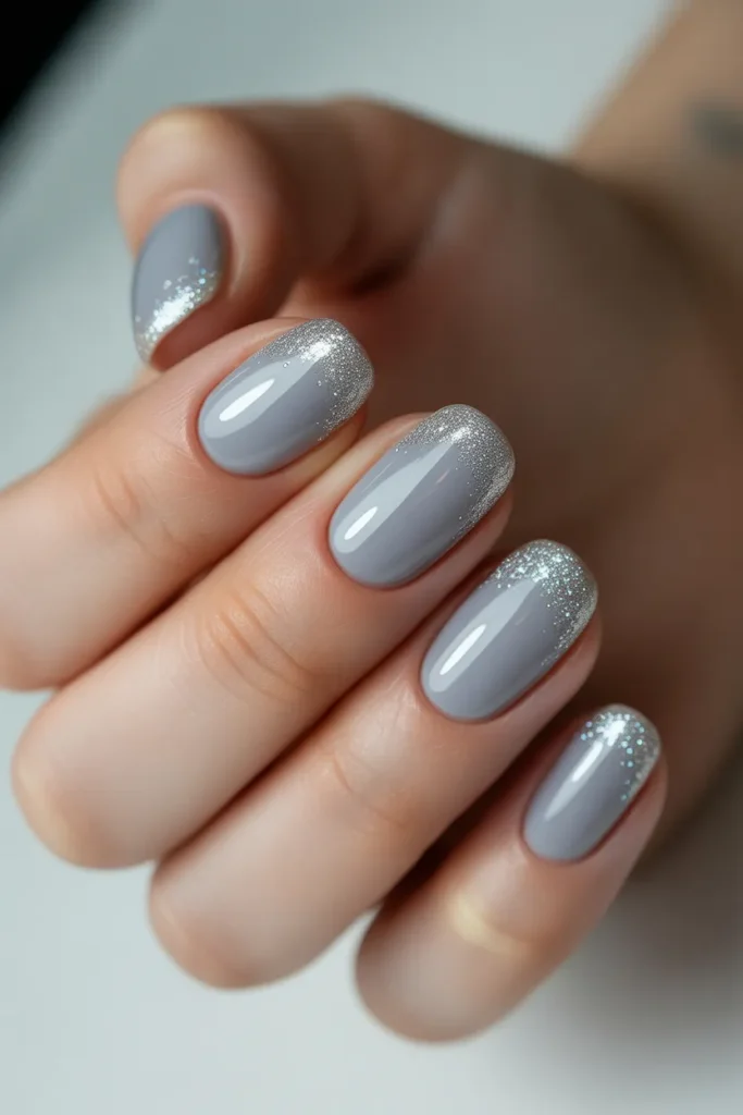 Light Gray Base with Sparkling Diamond Tips