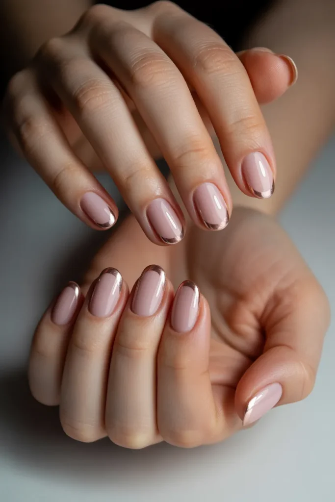 Blush Pink Base with Subtle Rose Gold Tips