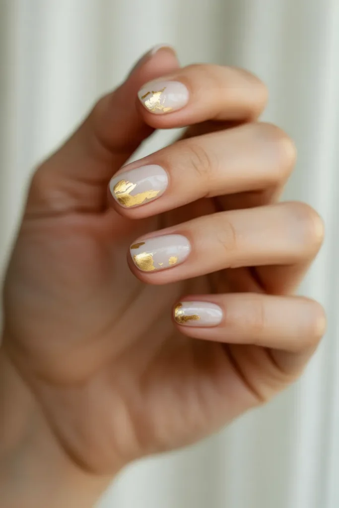Milky White with Gold Leaf Tips