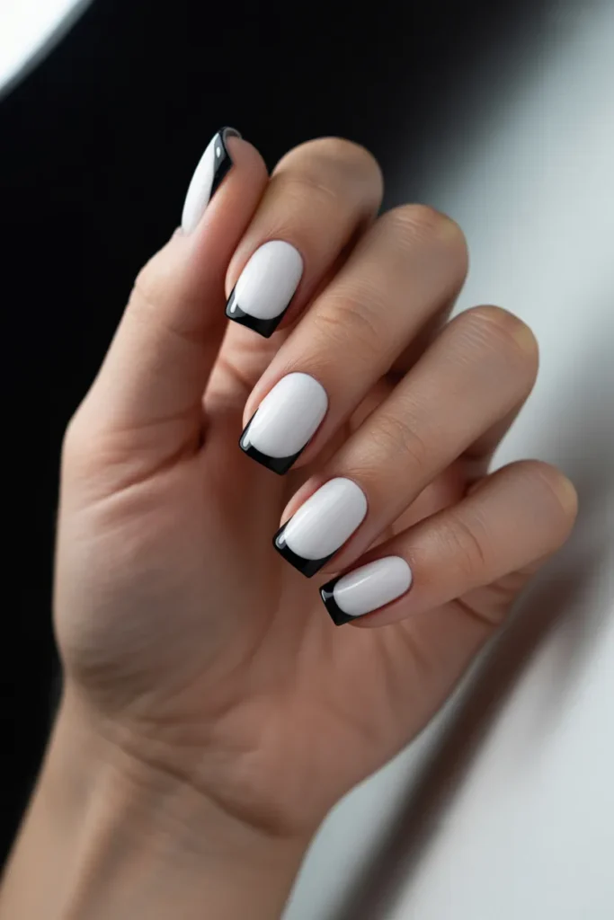 White Matte Base with Black Glossy Tips