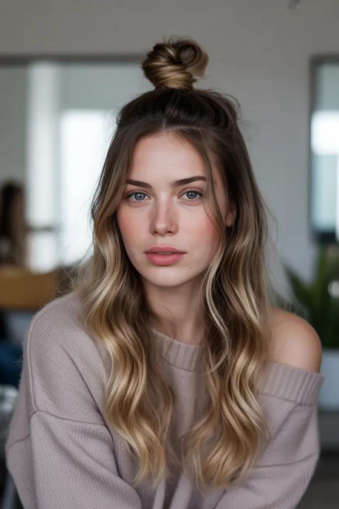 Top Knot with Loose Waves