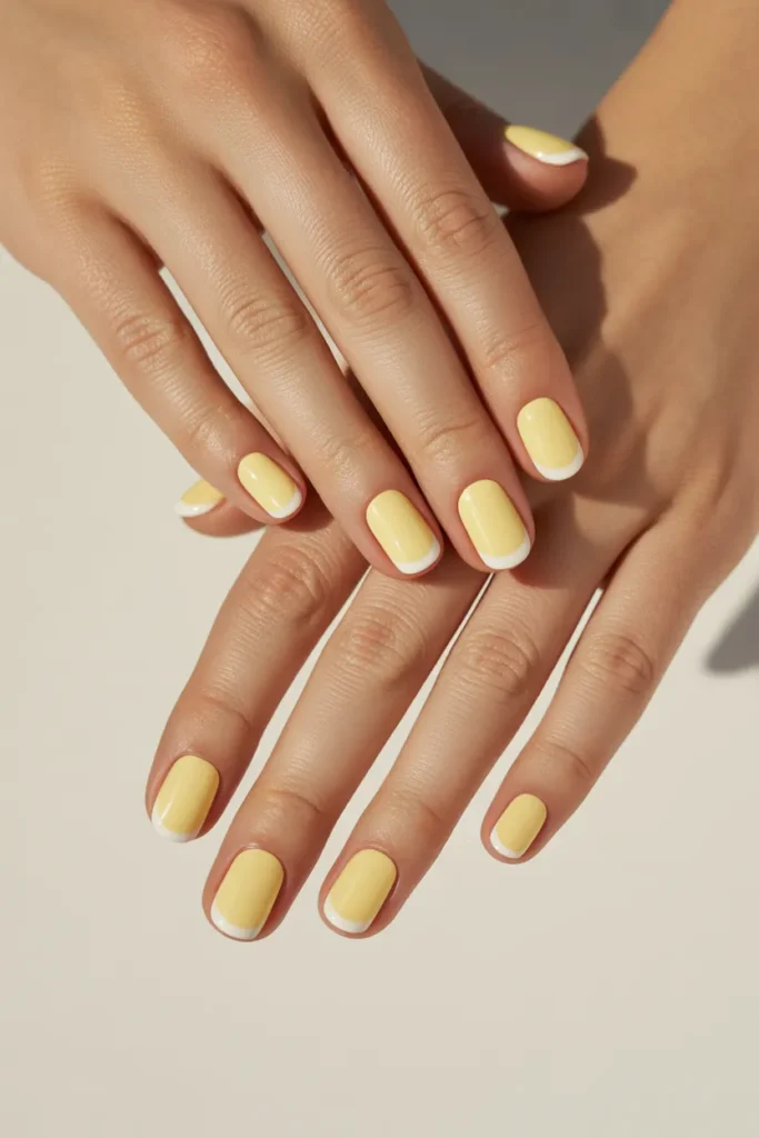 Pale Yellow Base with Cream French Tips