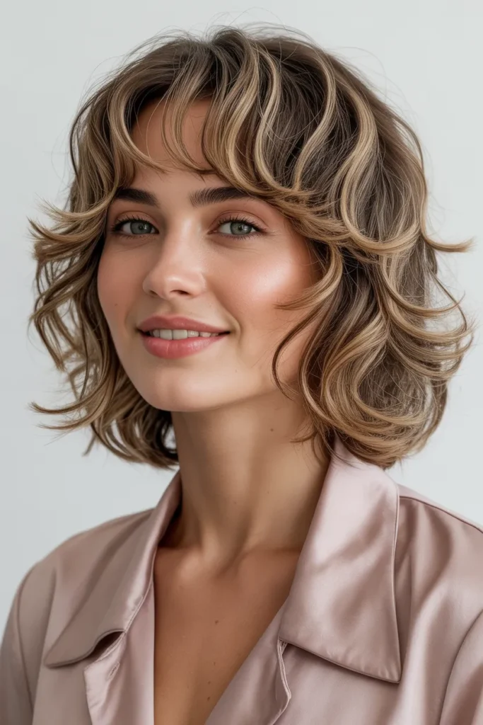 Tousled Waves with Side-Swept Bangs