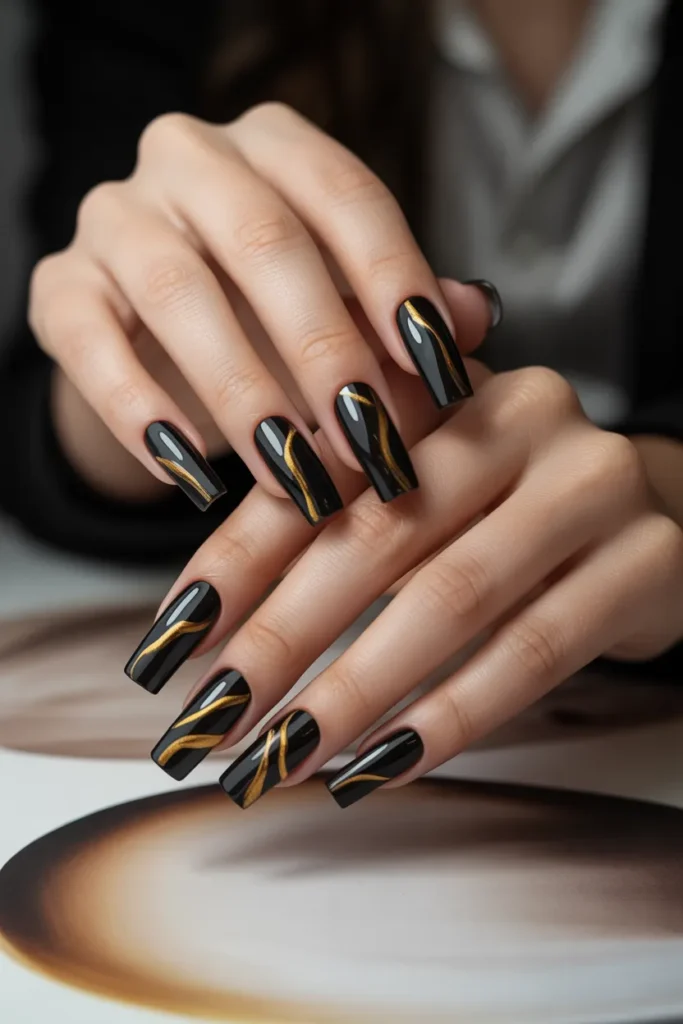 Black and Gold Abstract Lines