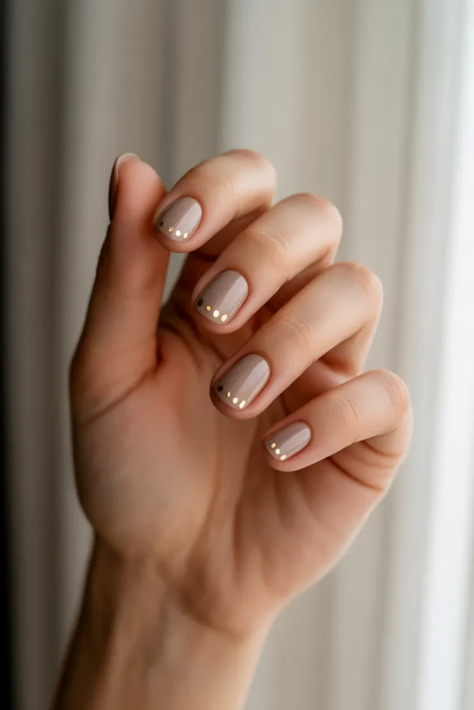 Warm Taupe with Gold Minimal Dots
