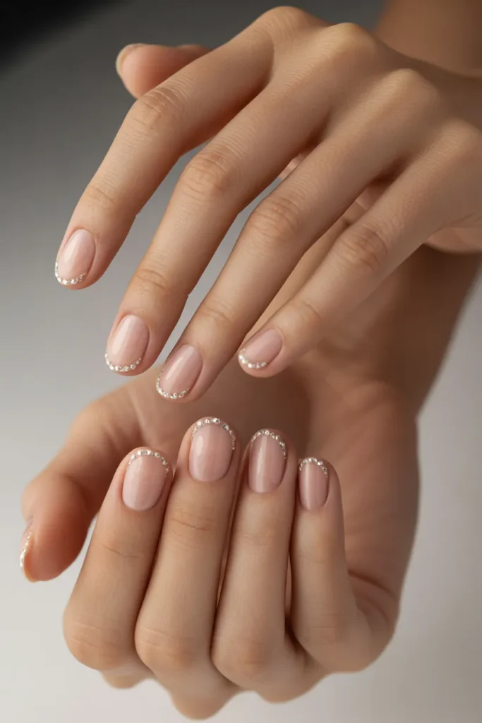 Sheer Nude with Crystal Cuticles