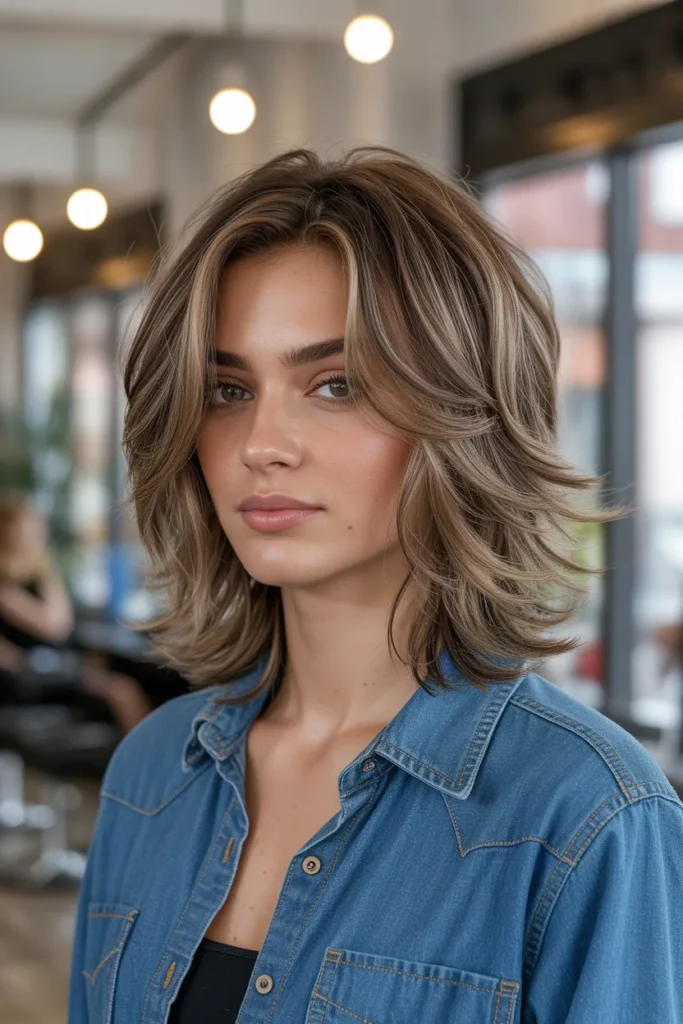 Layered Medium Hair with Shaggy Ends