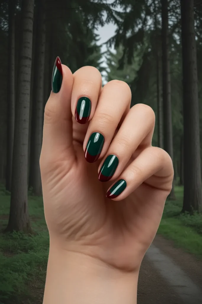 Dark Green with Blood Red Tips
