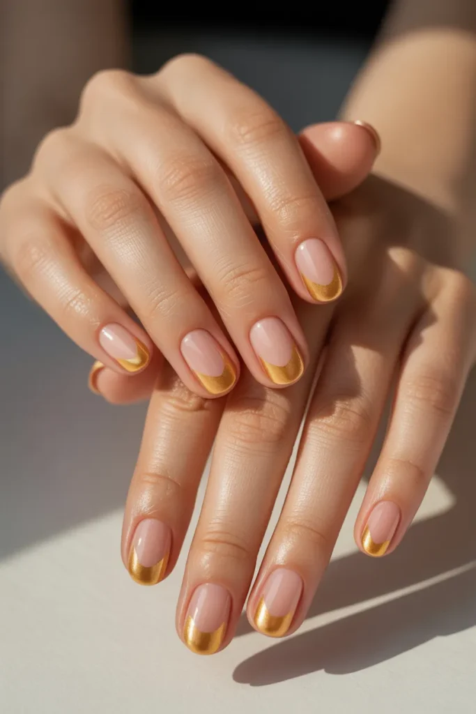 Sheer Peach with Gold Ombre Fade