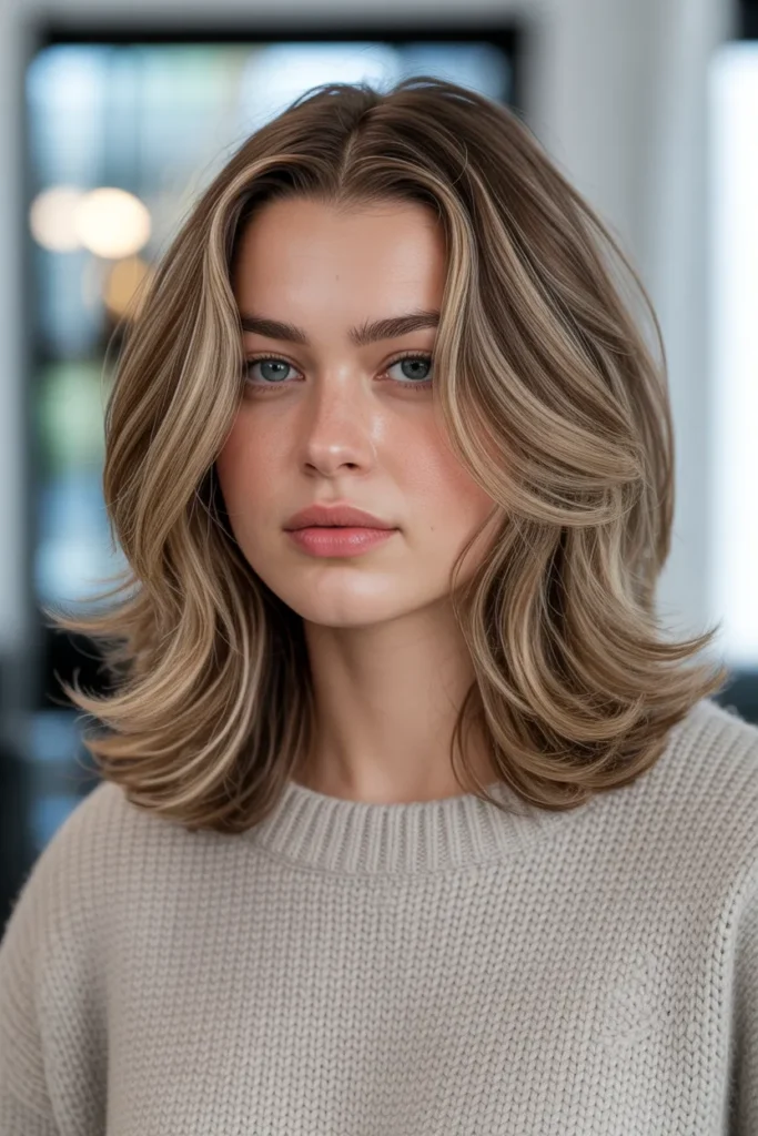 Layered Medium Hair with Subtle Waves