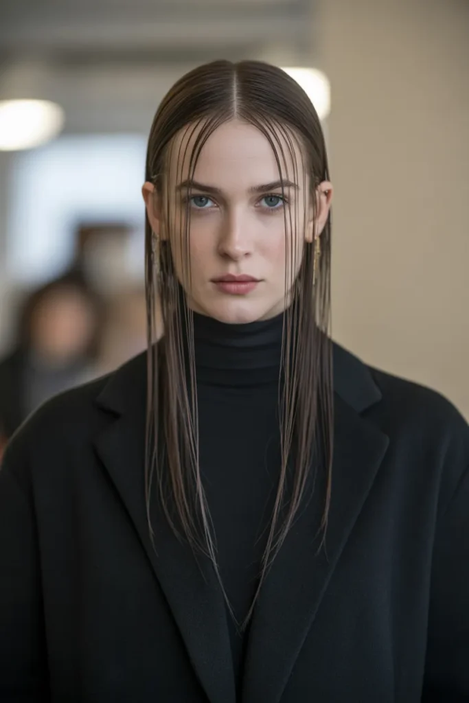 Sleek Middle-Parted Straight Hair