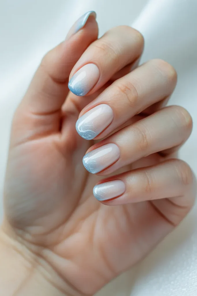 Snowy White Base with Ice Blue Tips