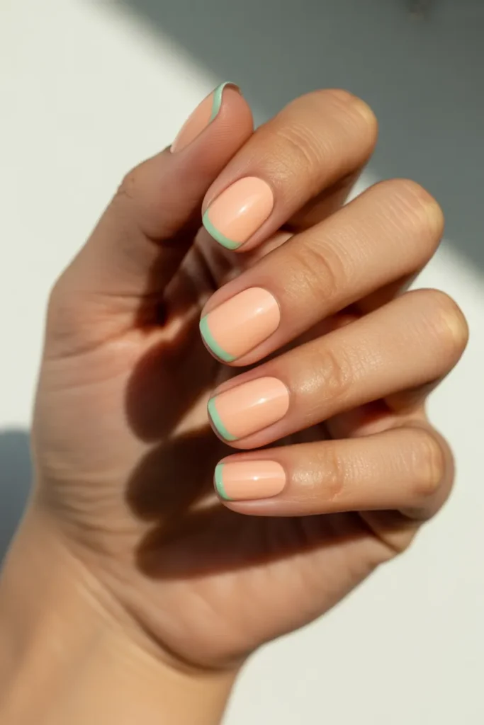 Pale Peach Base with Mint Green Tips