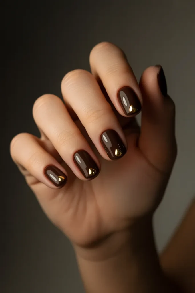 Espresso Brown with Gold Stud Accents