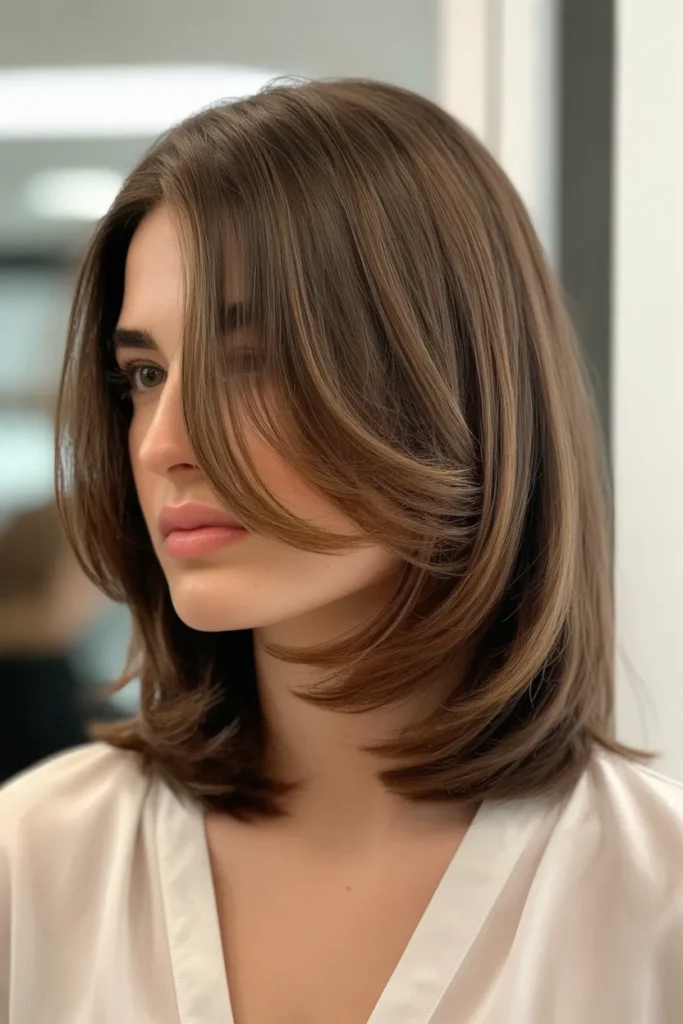 Long Bob with Side-Swept Layers
