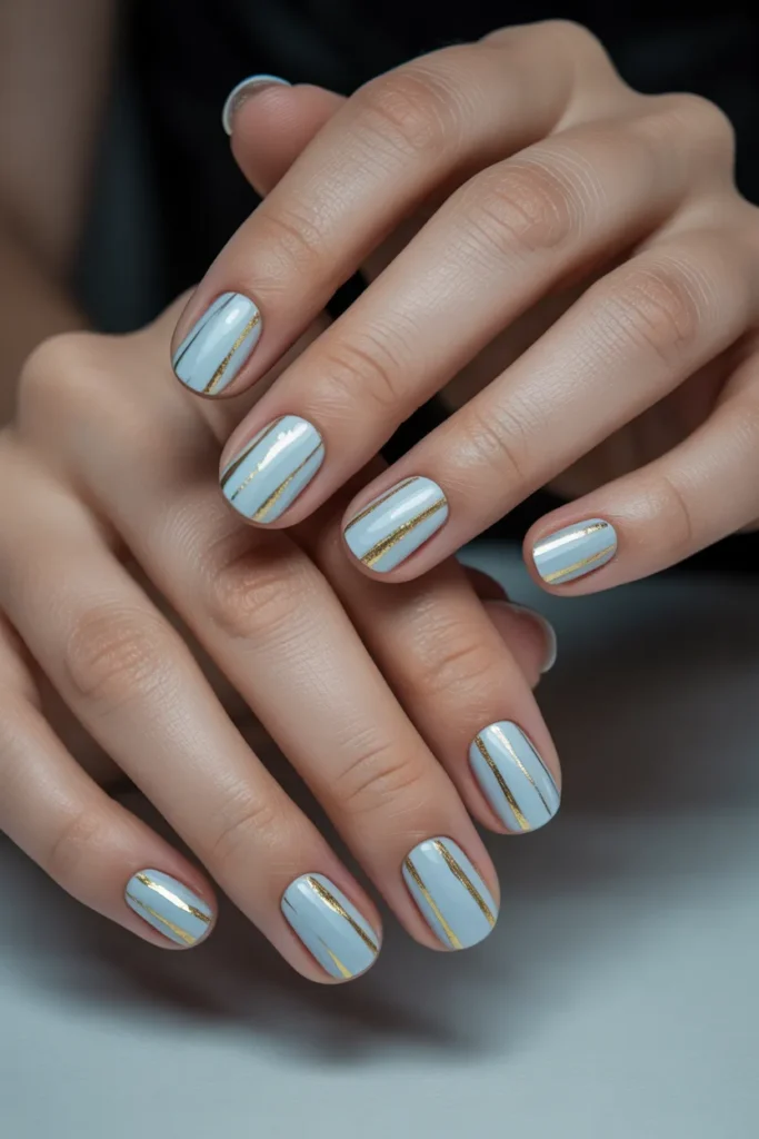 Icy Blue with Fine Gold Foil Strips