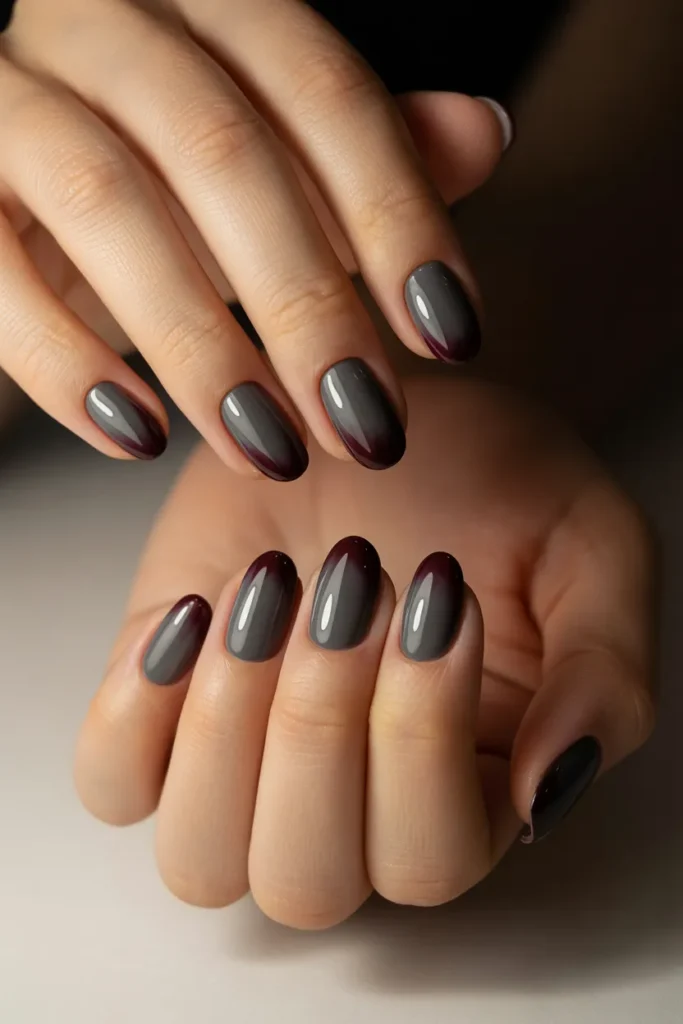 Smoky Gray Base with Burgundy Tips