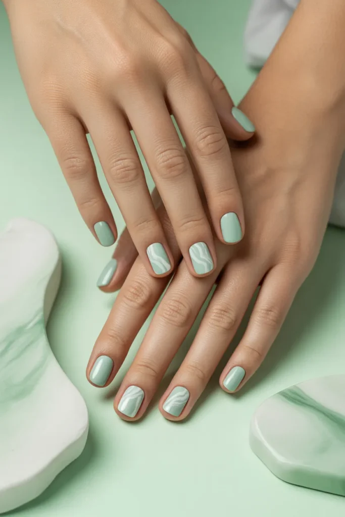 Mint Green with White Marble Accents