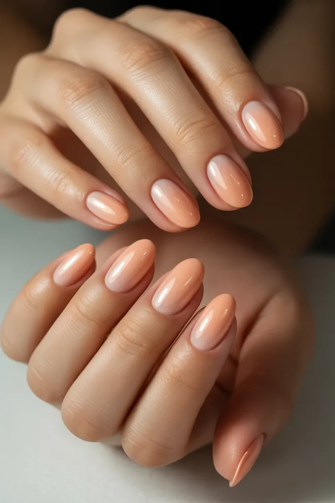 Peachy Nude Gloss Nails