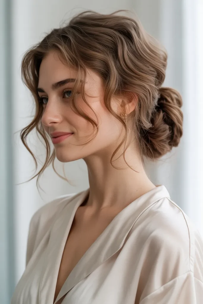 Messy Waves with a Low Bun