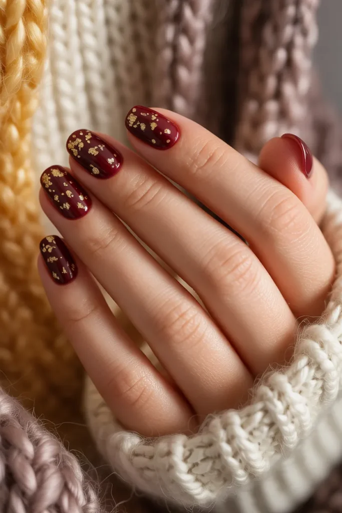 Burgundy with Gold Specks