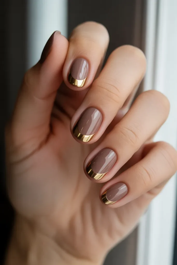 Soft Mocha with Gold Half-Moon Details