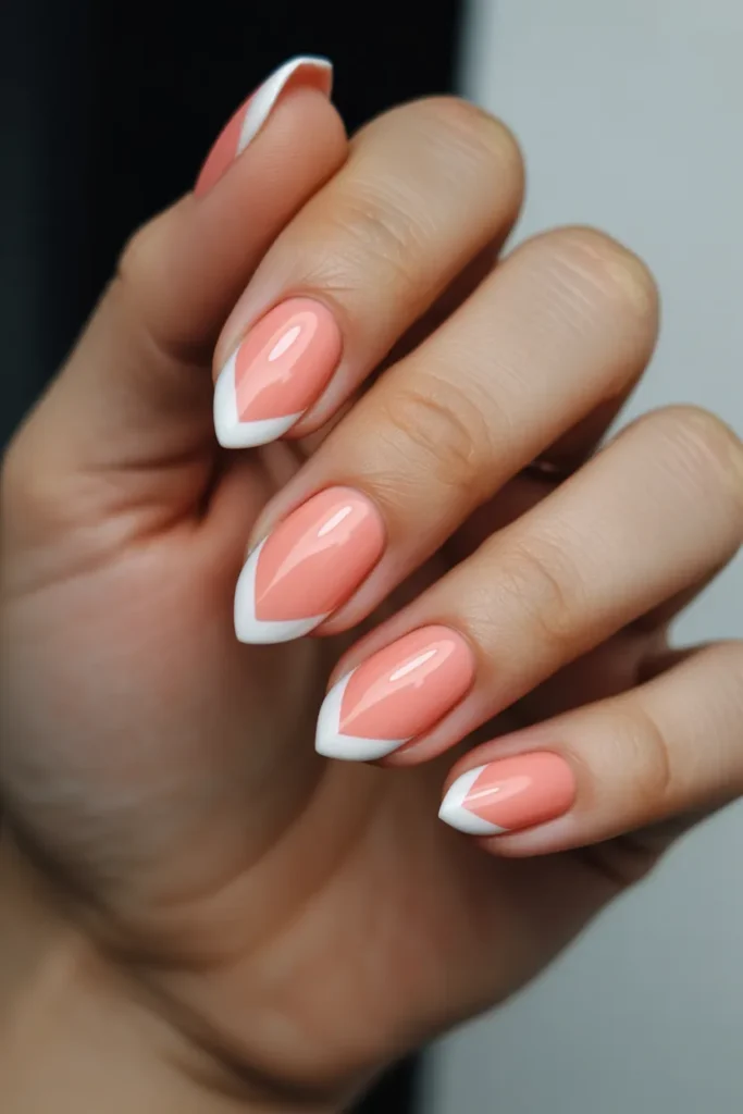 Soft Coral Base with White Chevron Tips
