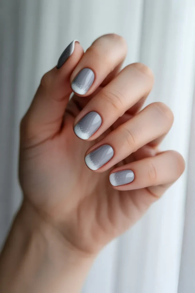 Soft Gray Base with Frosted White Tips