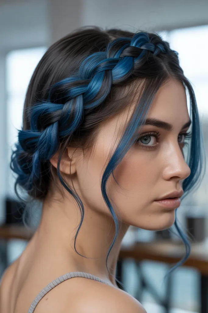 Blue-Black Braided Crown