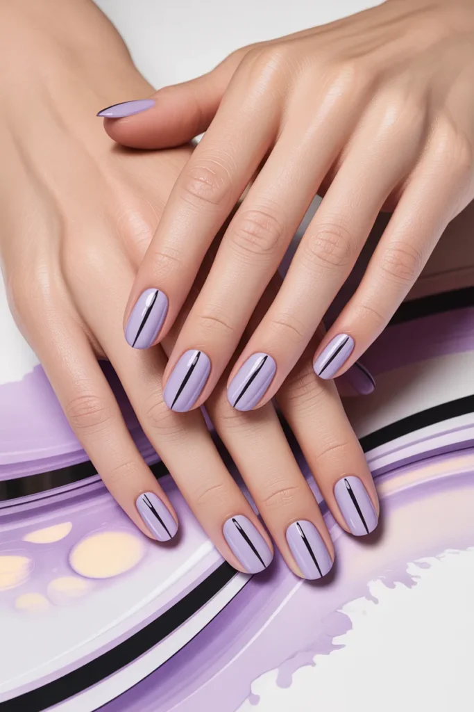 Soft Lavender with Thin Black Lines