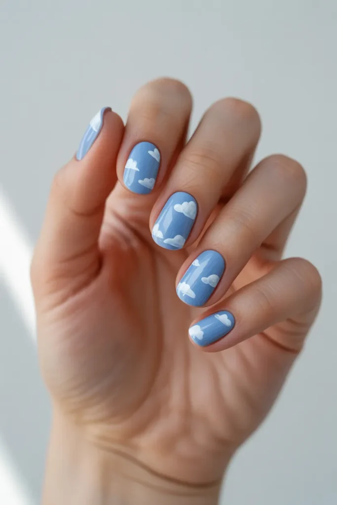Baby Blue with White Clouds