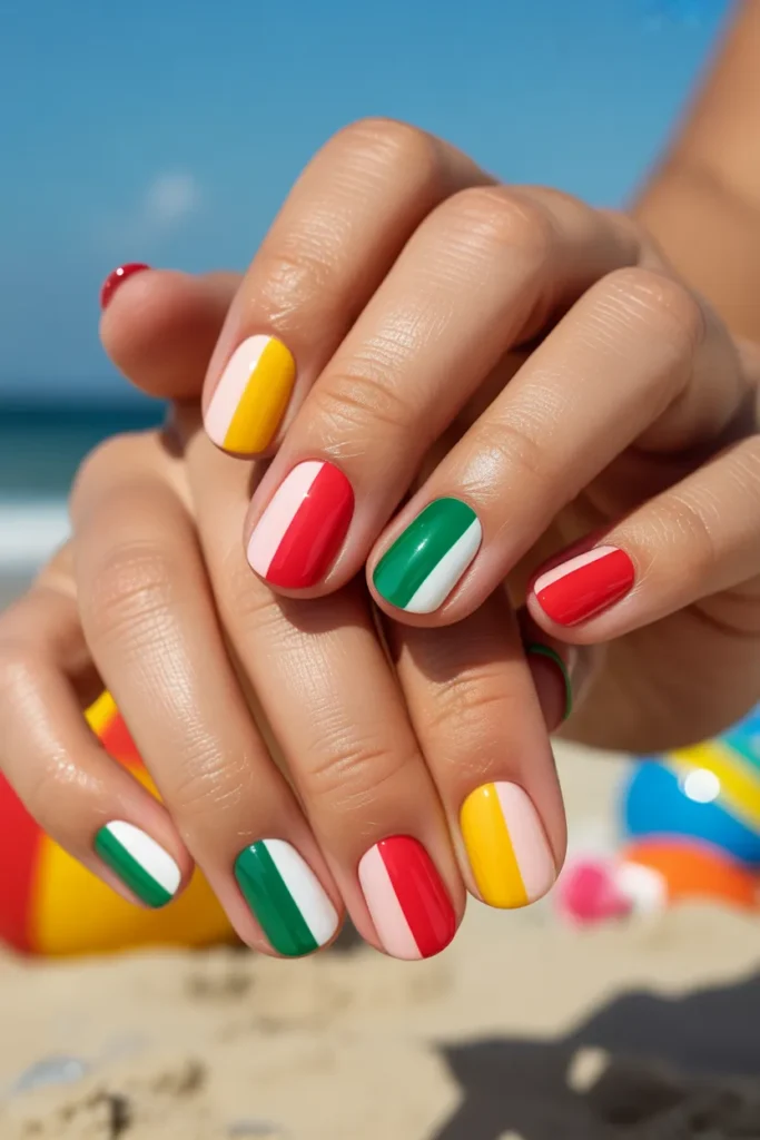 Beach Ball Pattern Nails